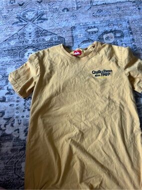 Quiksilver Crewneck Tee with Red Logo on Mustard